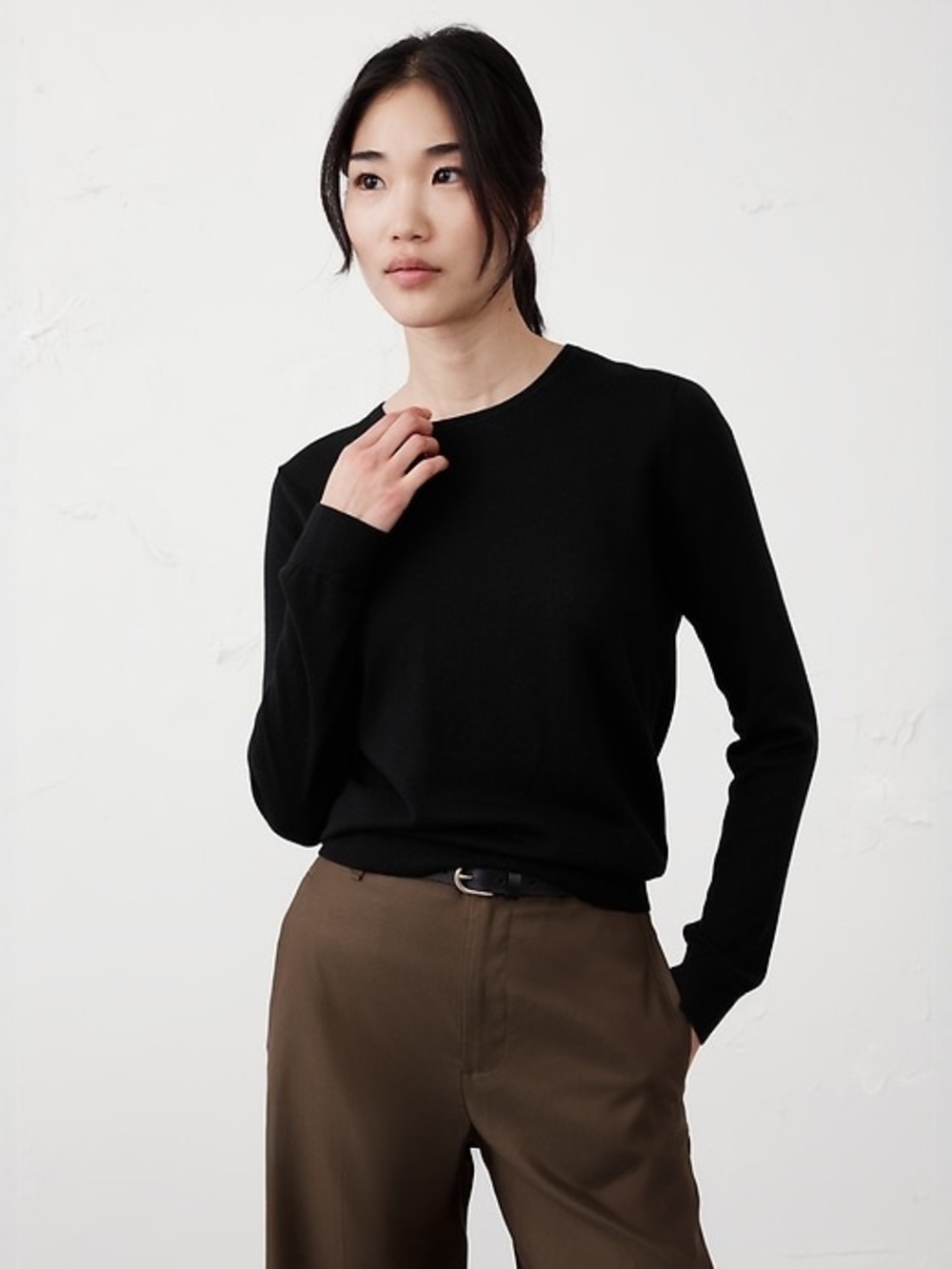 Banana Republic Soft Touch Scuba Raglan-Sleeve Top – Black